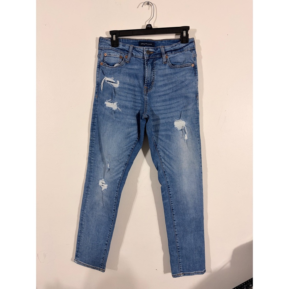 Aeropostale Jeans Mens 28/30 Blue Good Distressed Slim Fit Ripped Denim STRETCH
